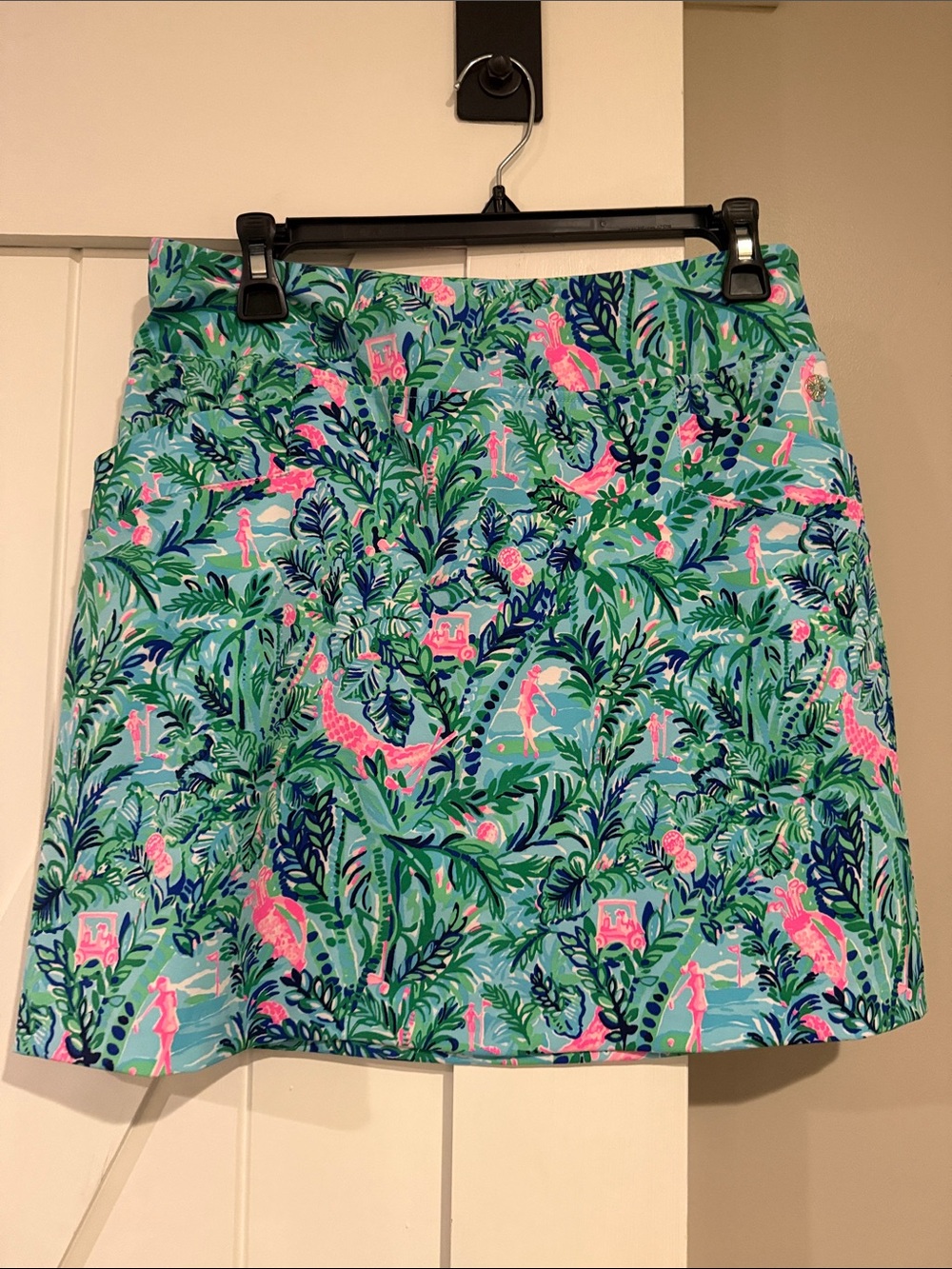 Lilly Pulitzer Tropical Print A-Line Skirt in Aqua and Pink size 4